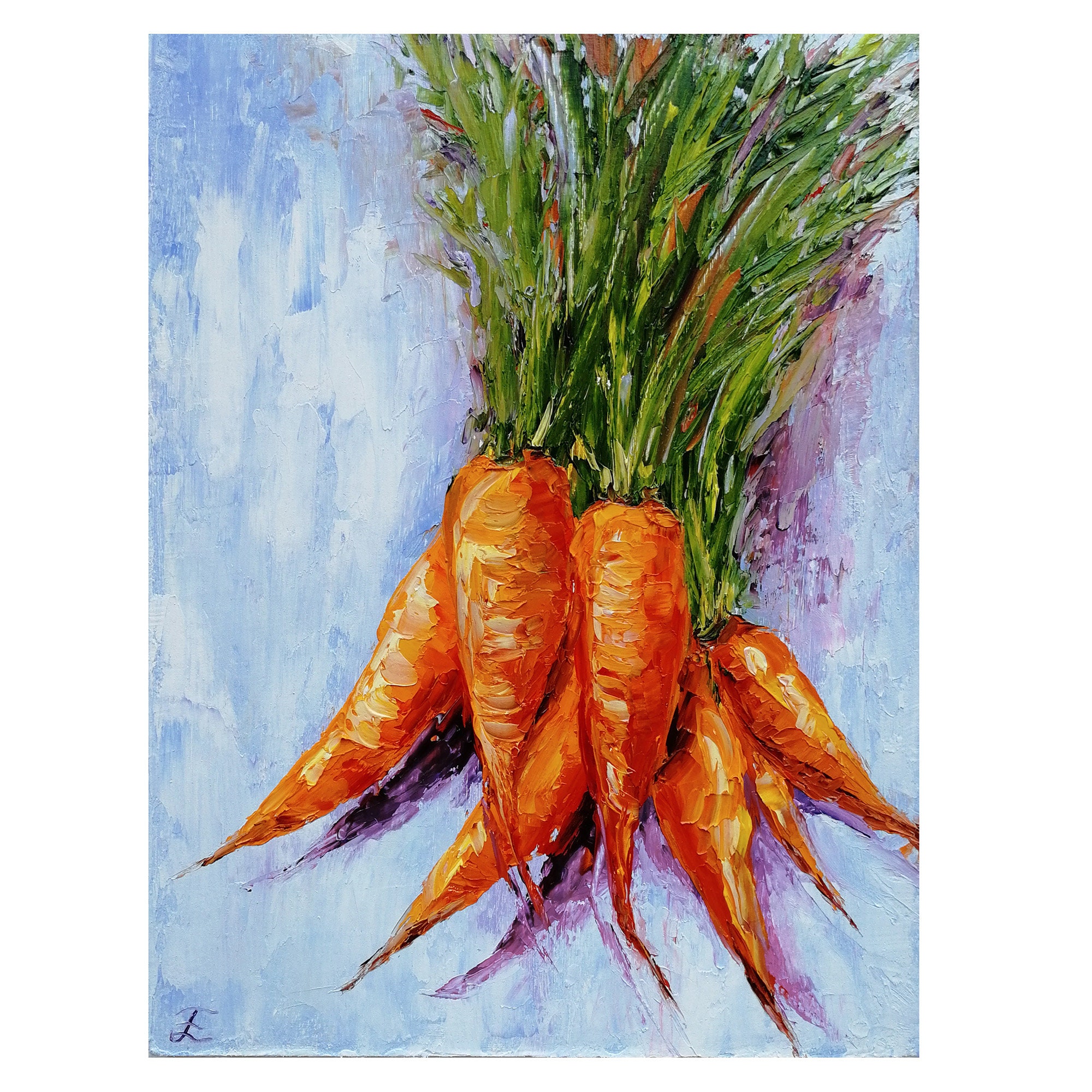 Carrot Painting Original Art Food Oil Painting Carrot Still Etsy
