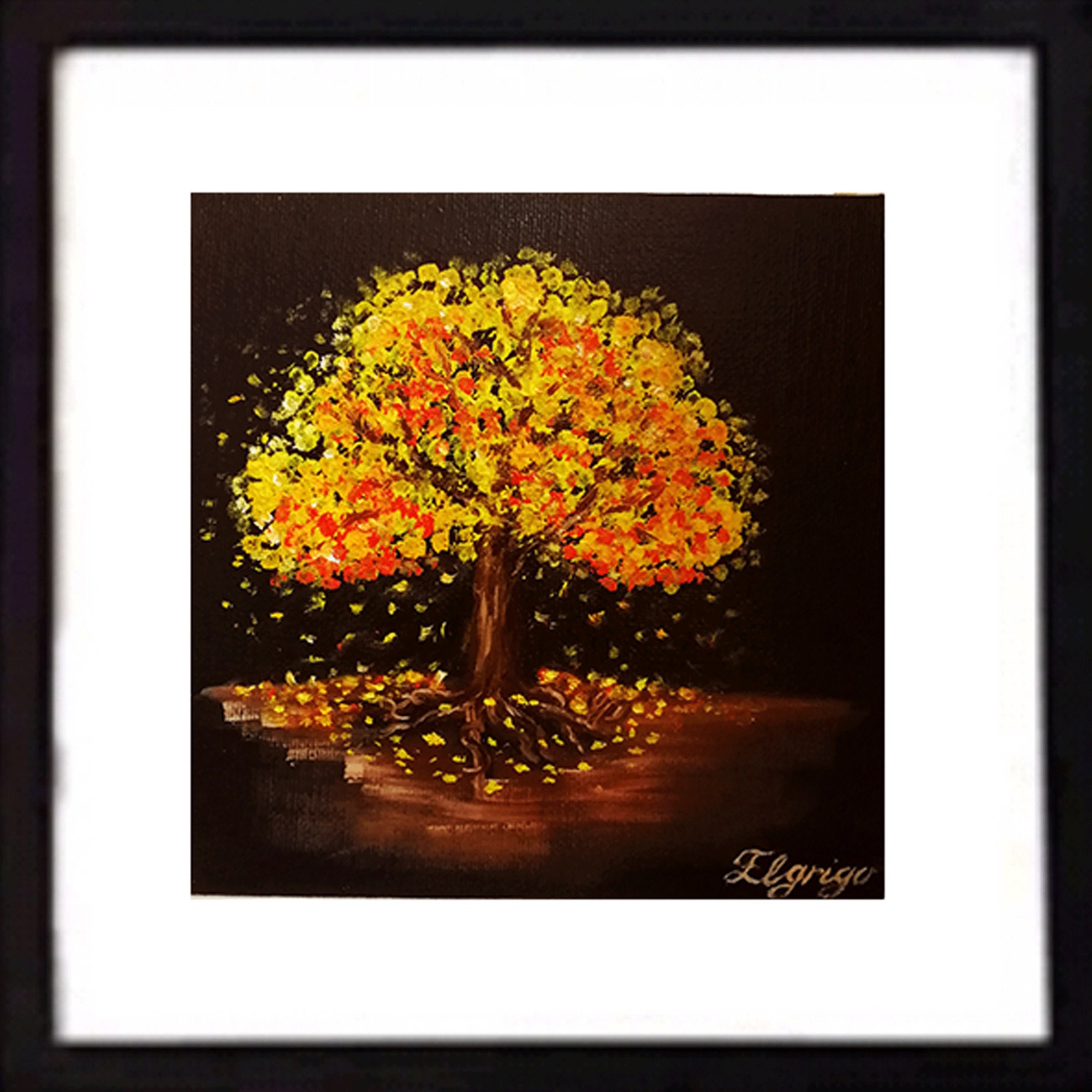 Money Tree Painting Original Art Fall Tree Of Life Painting Etsy