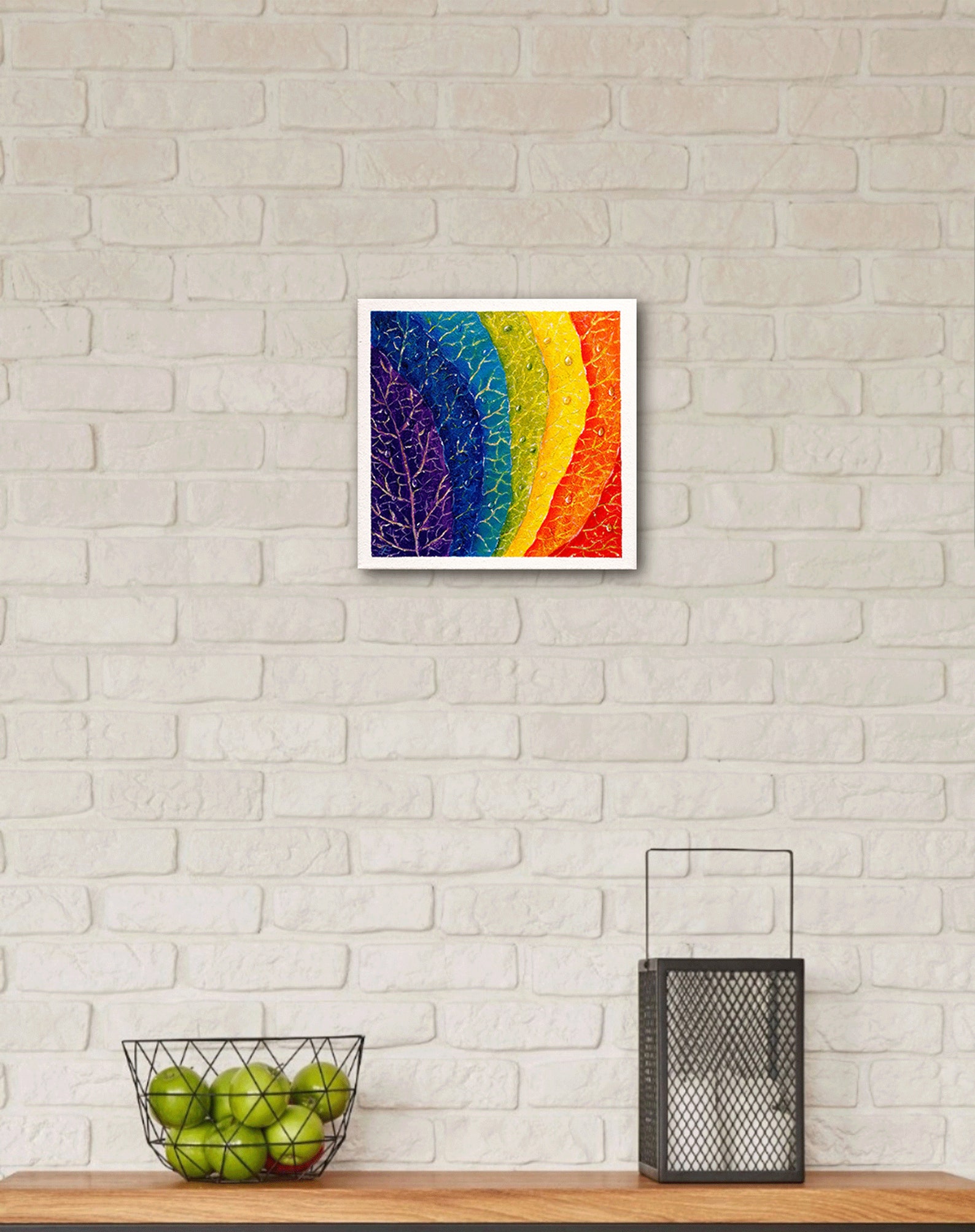 Rainbow Leaves Painting Colorful Original Art Fall Tree Art Etsy