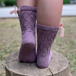 Hand Knitted Socks FLIRT mauve color Warm Socks Cozy socks gift for her hand made fashion socks