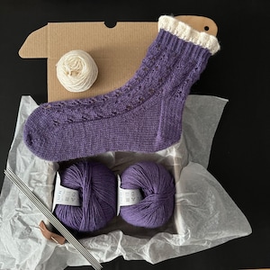 Lace Socks Knitting Kit: Yarn, Needles, Tutorial (Intermediate)