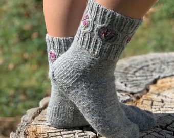 Botanical socks pattern Heather fingering pattern fingering sock pattern knitting pattern