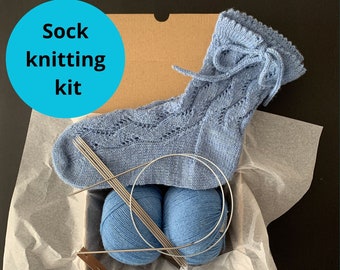 Kit de tricot Flirt Socks : aiguilles doubles pointes pour débutants, didacticiel vidéo (modèle PDF)