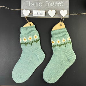 Chamomiles socks knitting pattern Fair isle sock pattern Digital item SKILL LEVEL -  intermediate.