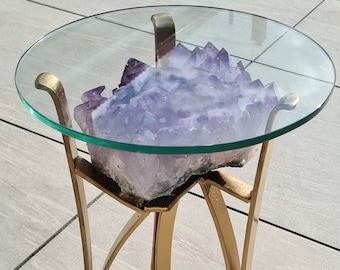 Amethyst Table with Glass top - Black Gold or silver