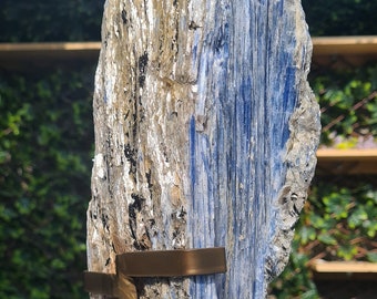 Blue Kyanite on gold custom made stand