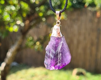 Amethyst necklace pendant raw crystal healing protection love crystal