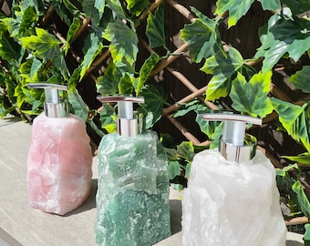 Crystal soap dispenser Quartz Soap dispenser Aventurine Soap dispenser Raw Crystal Stone Rose Quartz