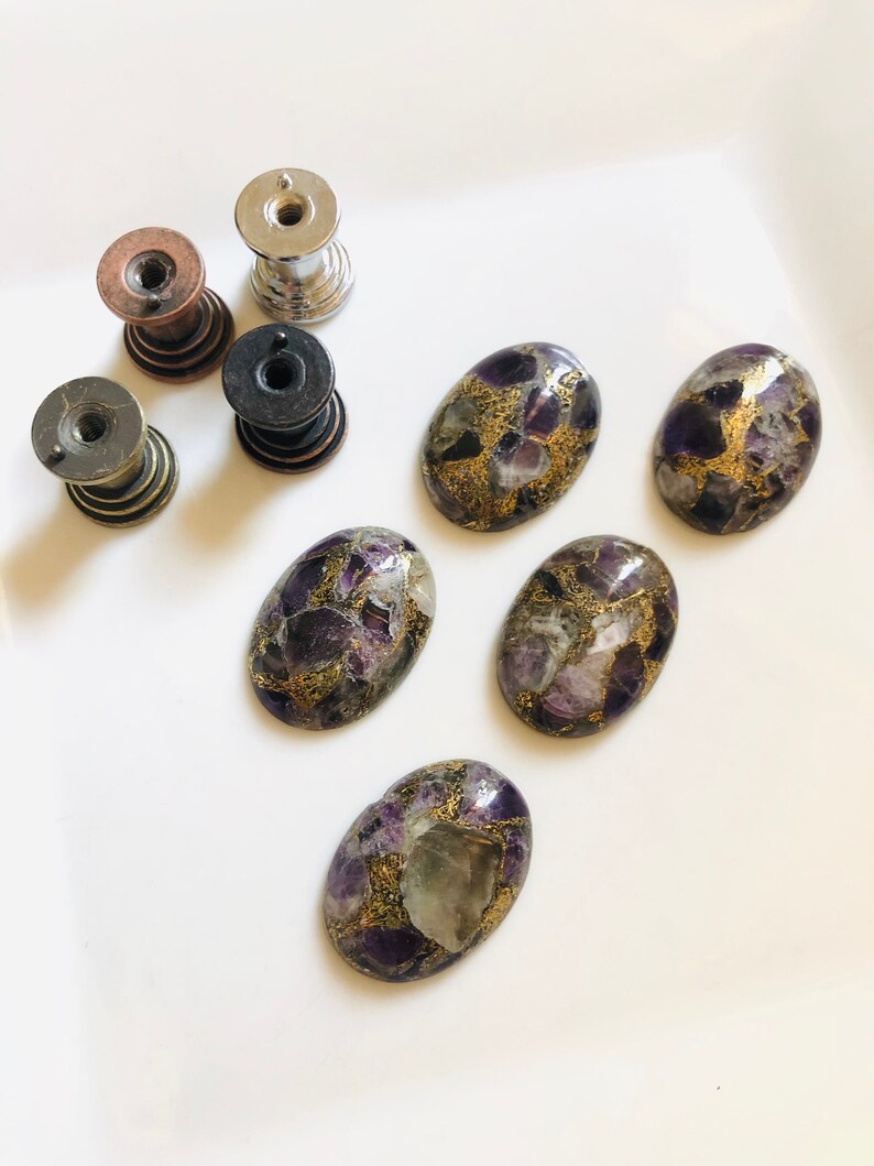 Purple Stone Knobs Kyanite Drawer Knob Stone Etsy
