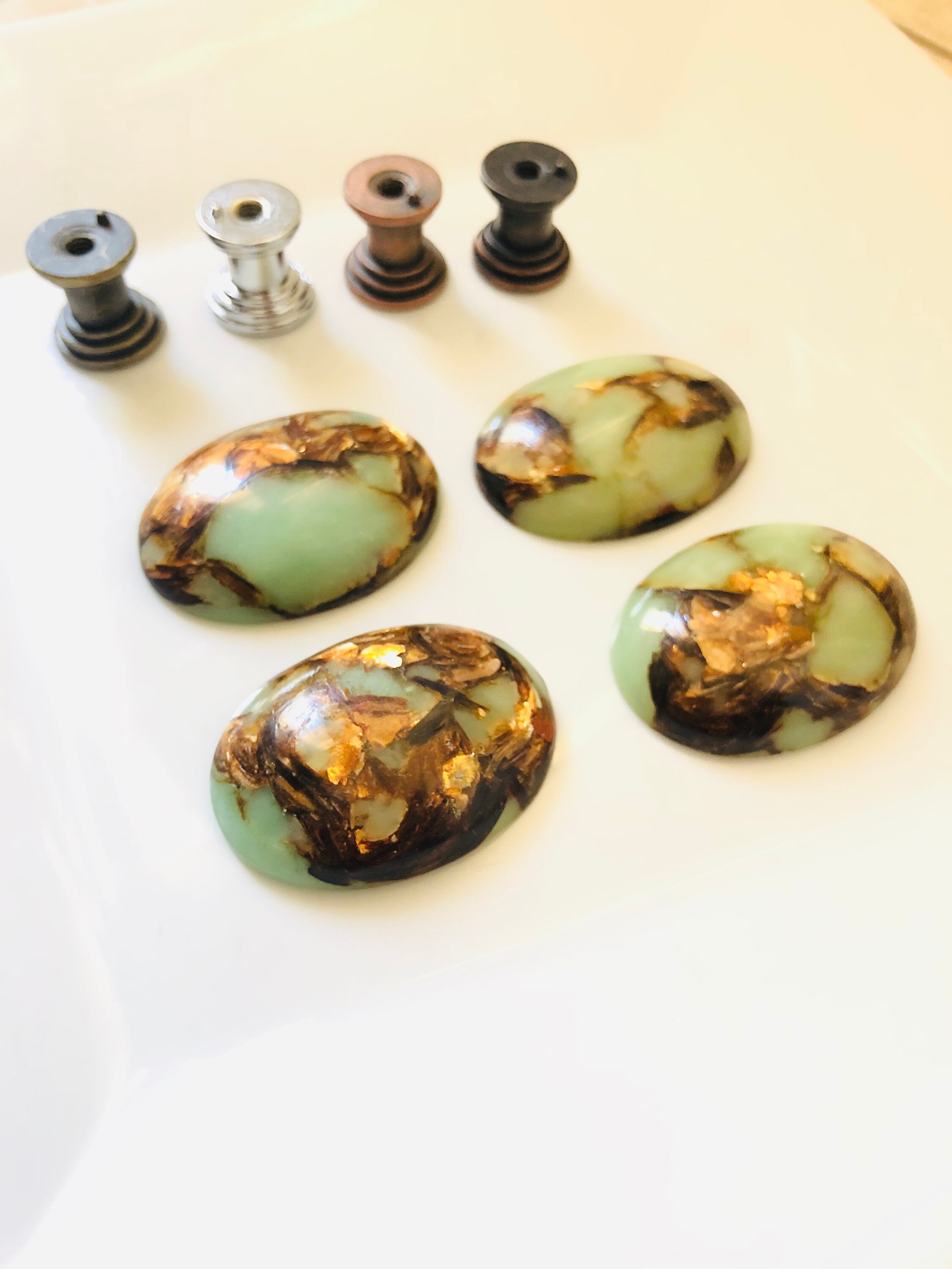 Blue and Copper Knobs Vanity Knobs Kitchen Etsy