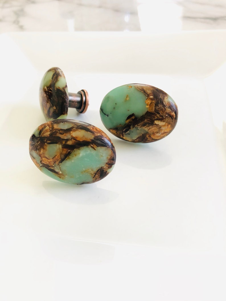 Blue and Copper Knobs Vanity Knobs Kitchen Etsy