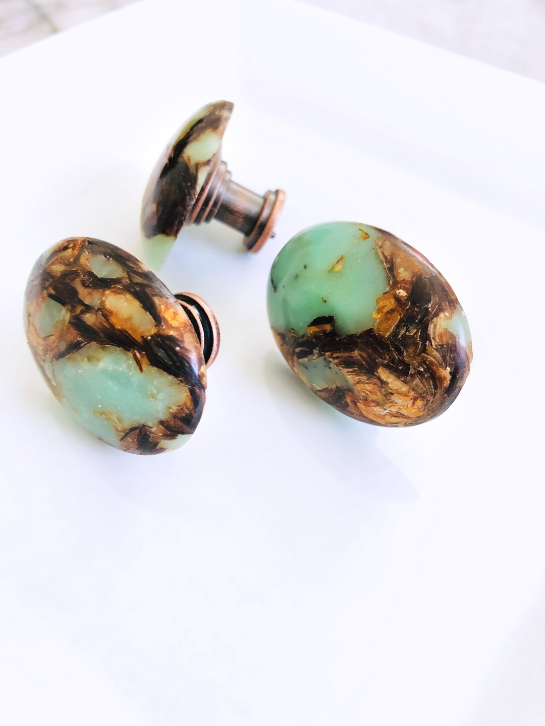 Blue and Copper Knobs Vanity Knobs Kitchen Etsy