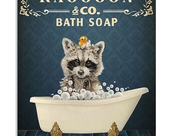 Raccoon Bath Decor Etsy