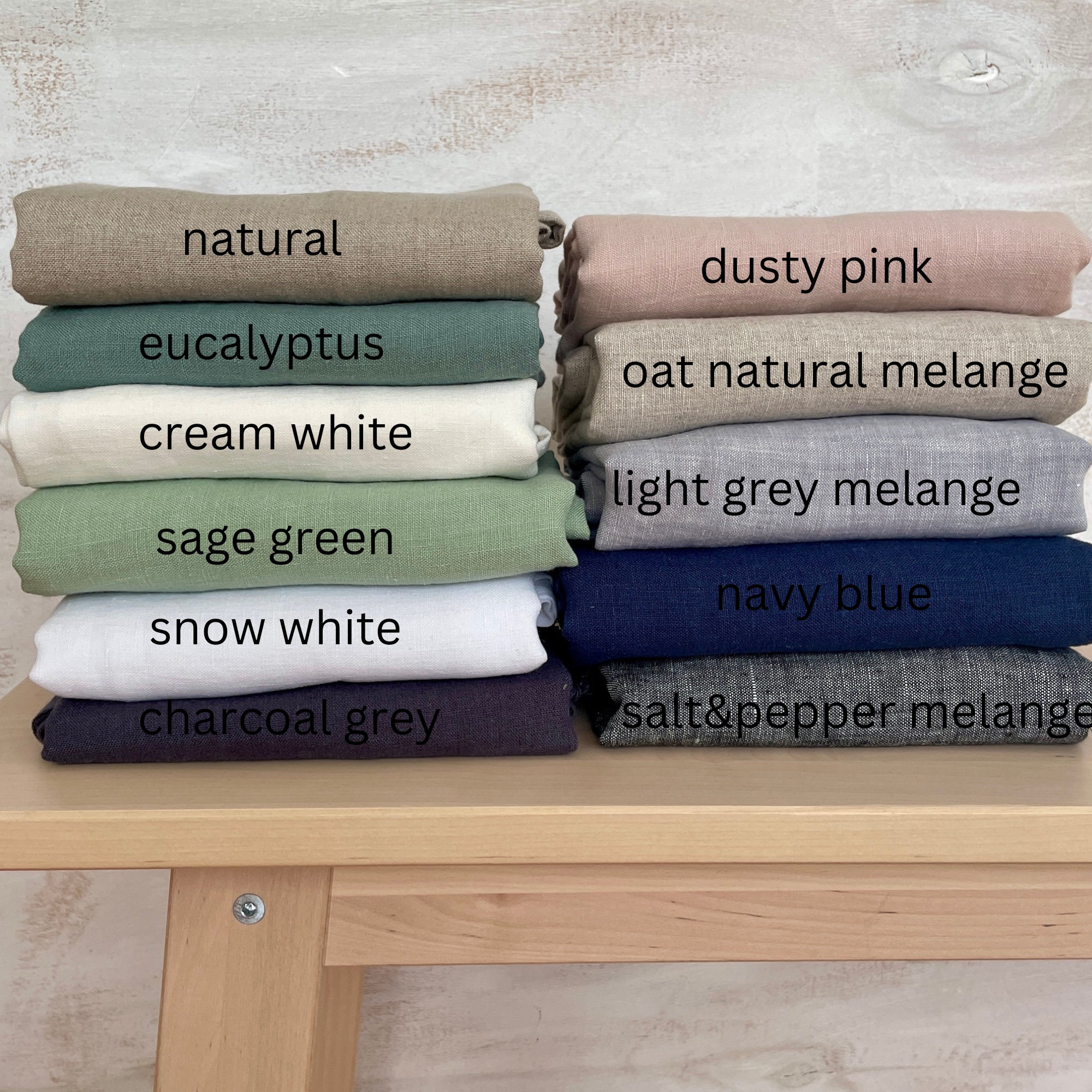 byMOANA Linen Fabric Samples: European Flax, Color Swatch Set