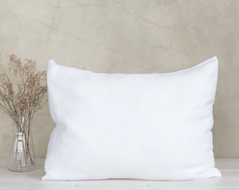 Snow White Linen Pillowcase: Stonewashed European Flax, Handmade