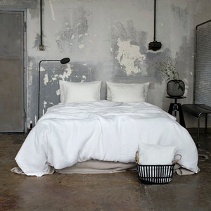 Softened Linen Bedding Set: Cream White European Linen, Custom Made