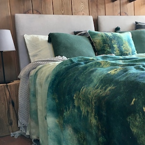 Green Forest Linen Duvet Cover: Handmade European Bedding