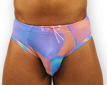 Mens Stretch Abstract Print Swimsuit
