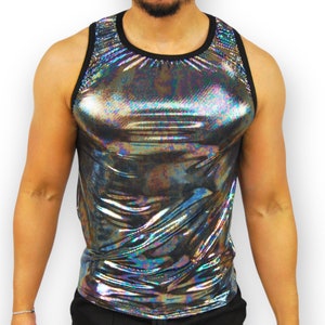 Iridescent Holographic Light Reactive Racer Back Stretch Mens - Etsy