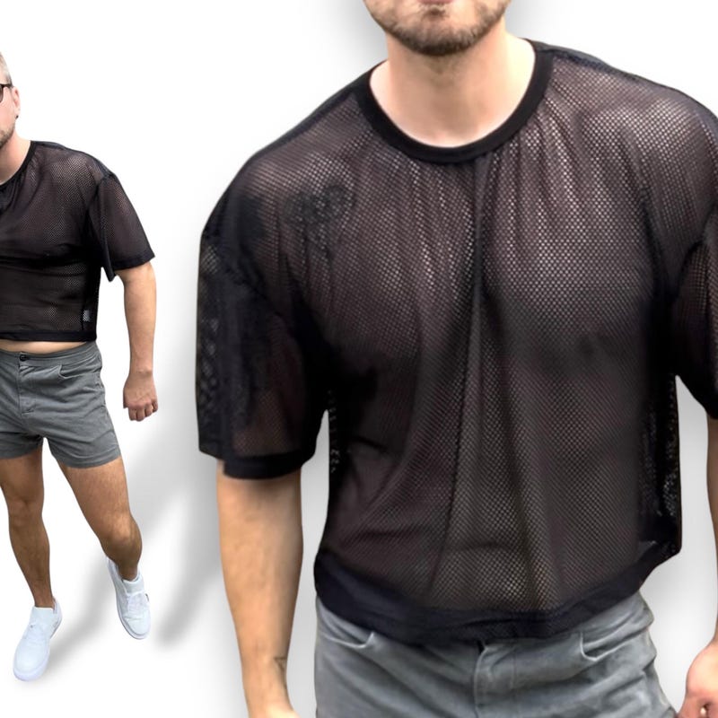 Off-Shoulder See-Through Cropped T-Shirt main image 1
