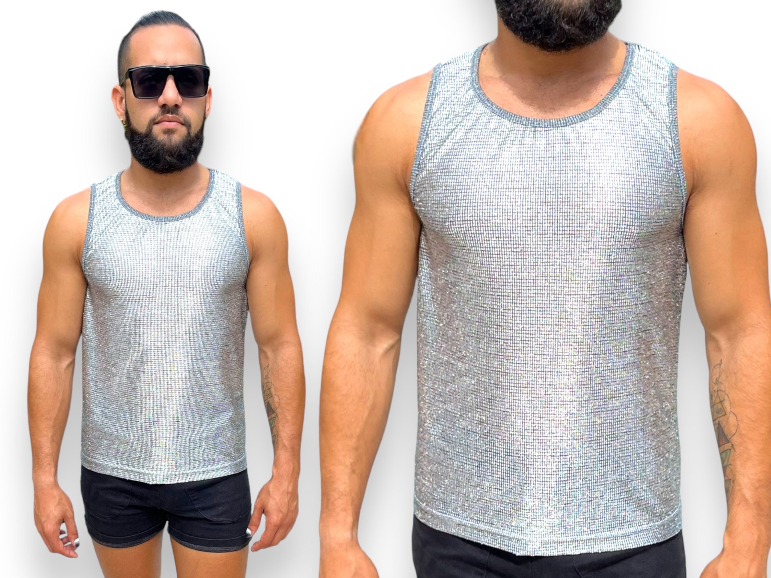 トップス TANK WITH OVER MESH TOP / Ameri Chain Mail Reflective Stretch Mesh Tank Top - Etsy
