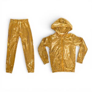 Gold Sequin Hoodie Jogger Set