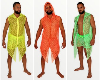 Mens Festival Wear Rave Neon Zip up 