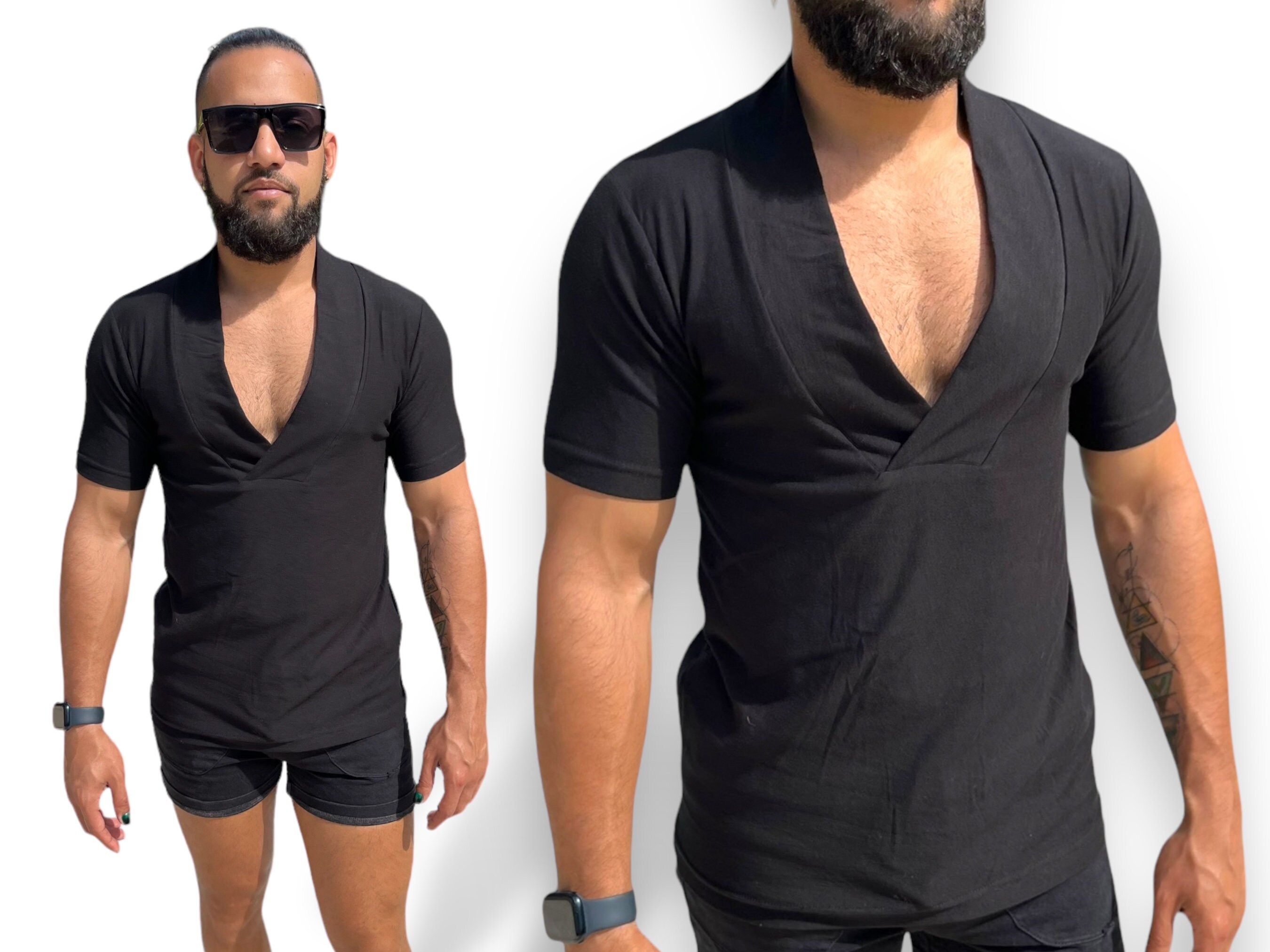 Deep V Neck Mens Etsy UK