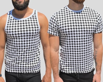 Houndstooth Stretch Tank Top Tee Shirt