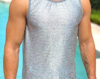 Chain Mail Reflective Stretch Mesh Tank Top - Etsy