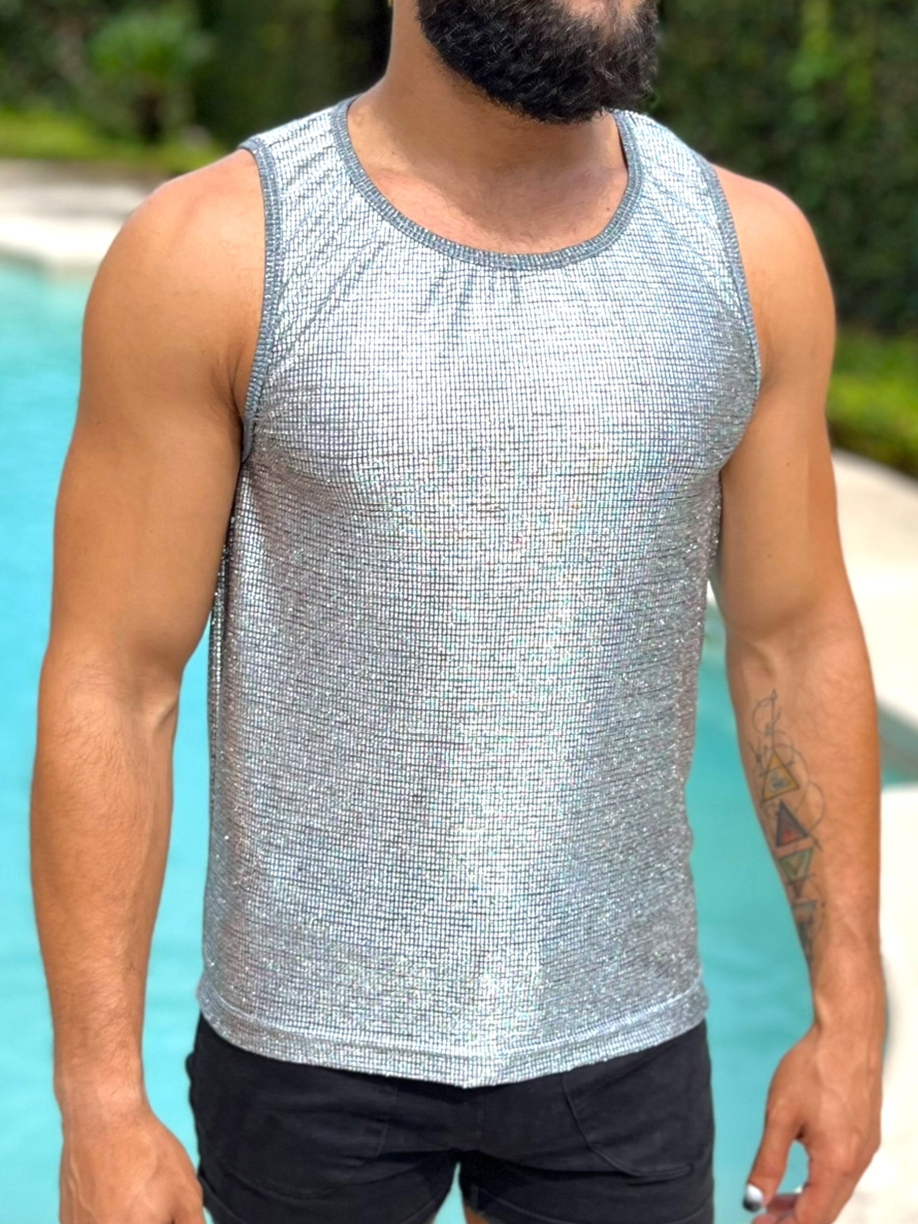 Chain Mail Reflective Stretch Mesh Tank Top - Etsy