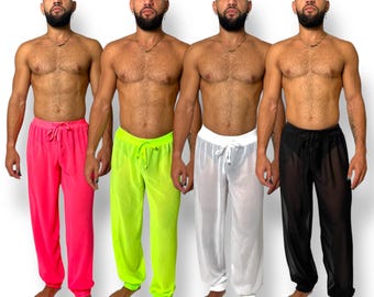 Sheer Chiffon Jogger Elastic Waistband and Cuff Mens