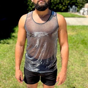 Sheer Metallic Color Shift Tank Top für Männer