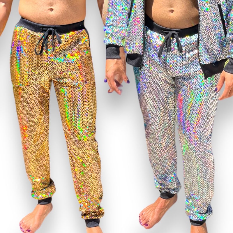 Roma Mens Rave Festival Rainbow Shimmer Camouflage Long Sleeved Crop Top