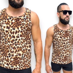 Herren Stretch Leopard Print Tank Top