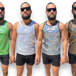 Holographische Prisma Stretch Tank Top Herren