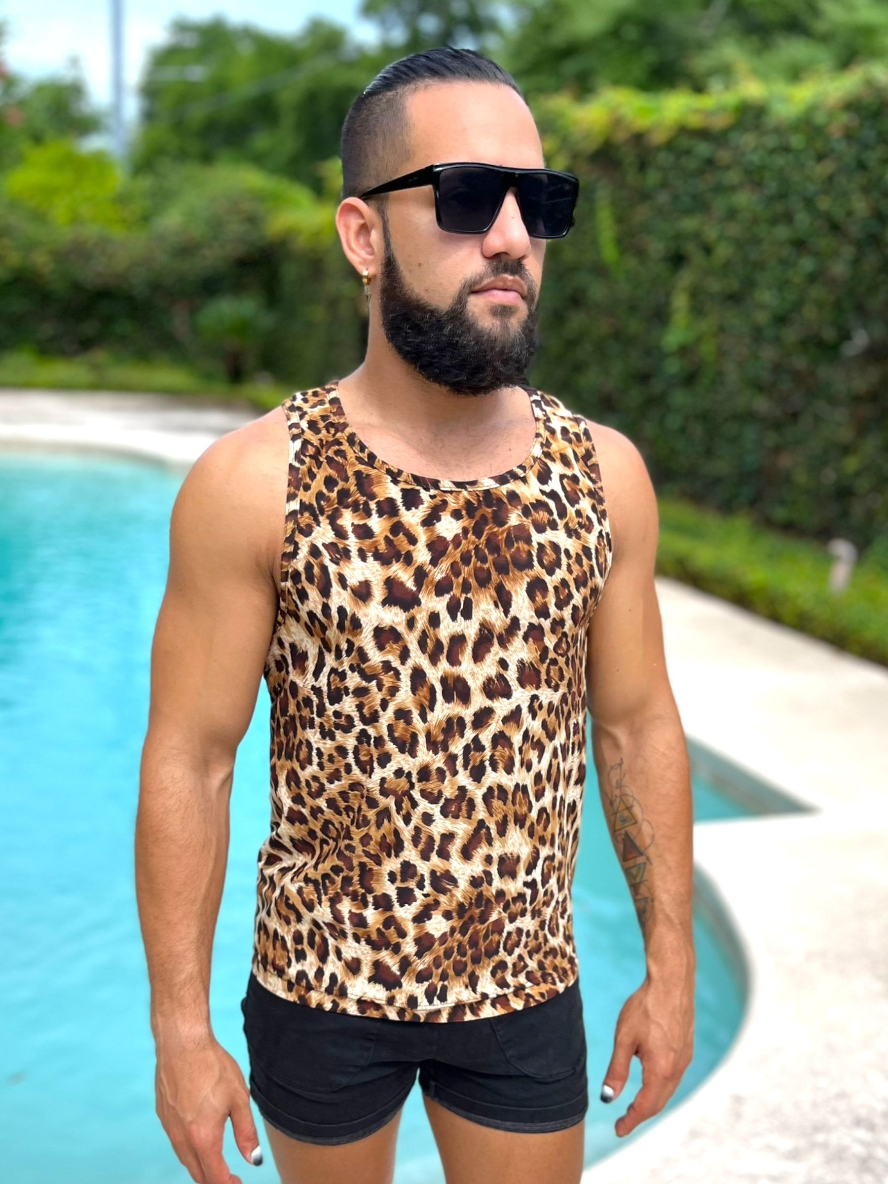 Mens Stretch Leopard Print Tank Top - Etsy