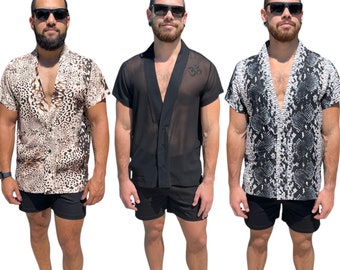 Heren kimonoshirt met knopen