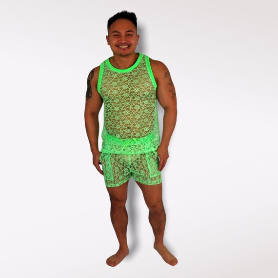 Mens Neon Lace Tank Top - Etsy