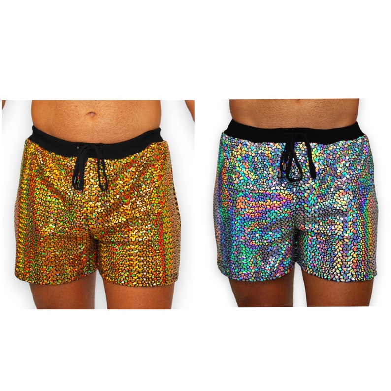 Holographic Iridescent Mens Shorts Festival Wear Festival Etsy