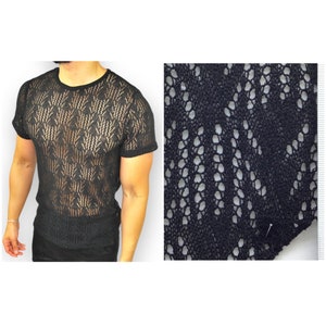 Mens Knit Partial Sheer Tee Shirt See Through Mesh Festival Wear Rave Wear Festival Clothing Rave Clothing Streetwear LGBTQ Pride Knit Top