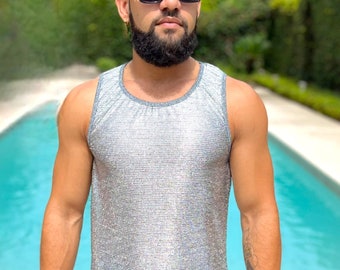 Chain Mail Reflective Stretch Mesh Tank Top - Etsy