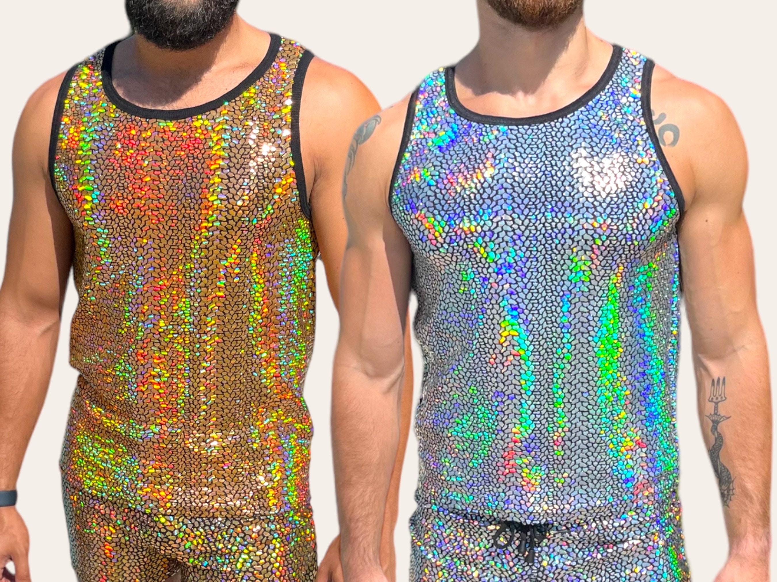 Unisex Holographic Reflektierende Jacke, Rainbow Rave Wear Mantel