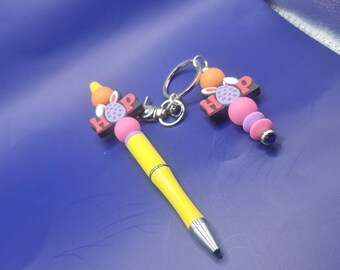 Easter Bunny Pen and Keychain Set – Fun Spring Accessory