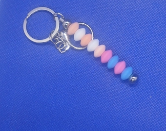 Beaded Keychain, Pastel Color Beads