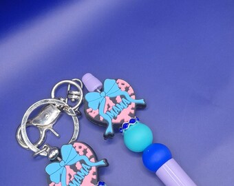 Mama Keychain with Bow and Beads – Boy Mom Accessory