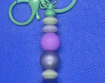 Beaded Keychain - Pastel Purple, Blue, and Green