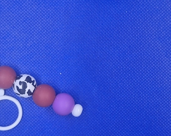 Cow Print Bead Keychain