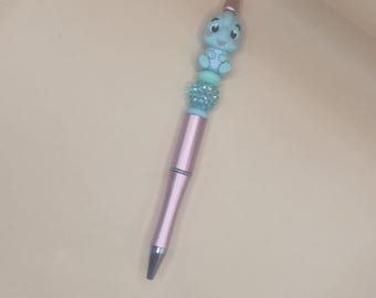 Blue Dinosaur Beaded Pen – Kawaii Stationery Gift Parasaurolophus