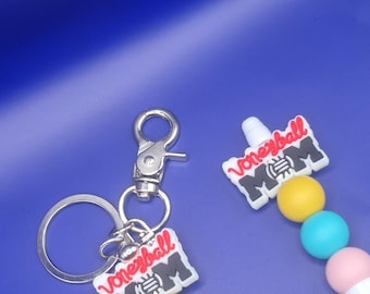 Volleyball Mom Keychain with Colorful Beads – Sports Mom Accessory